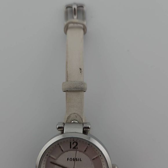 Fossil Georgia White Dial White Leather Ladies Watch New Battery - Picture 6 of 8